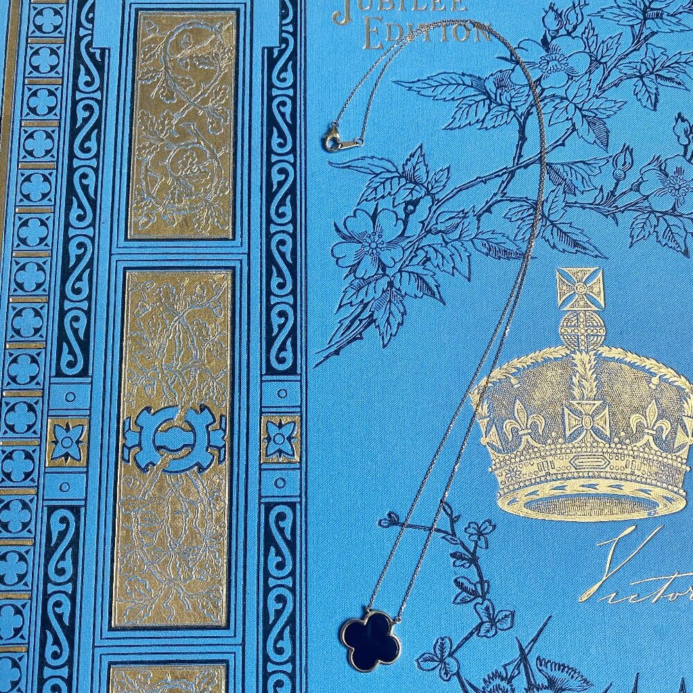 14k Solid Gold Black Clover Necklace 16"